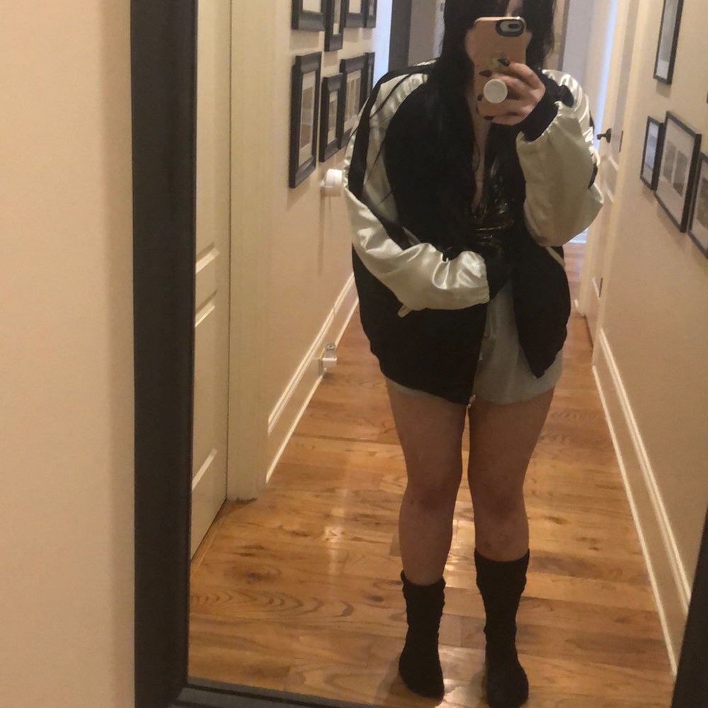 Satin striped bomber jacket